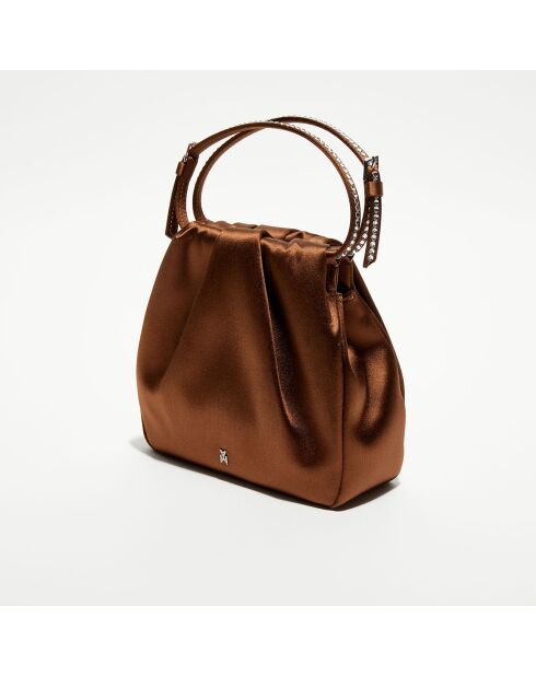 Sac à main en Soie cristal Vittoria moka - 16.5x16x7 cm