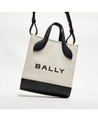 Sac fourre-tout en Coton & Cuir Bally naturel/noir - 17x20x 9 cm
