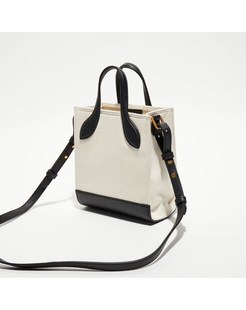 Sac fourre-tout en Coton & Cuir Bally naturel/noir - 17x20x 9 cm