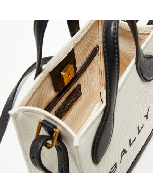 Sac fourre-tout en Coton & Cuir Bally naturel/noir - 17x20x 9 cm