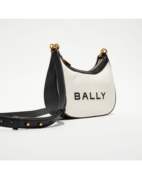 Sac bandoulière en Coton Bio & Cuir Bally naturel/noir - 22.5x12x6 cm