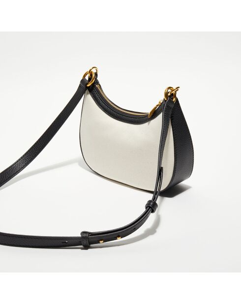 Sac bandoulière en Coton Bio & Cuir Bally naturel/noir - 22.5x12x6 cm