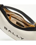 Sac bandoulière en Coton Bio & Cuir Bally naturel/noir - 22.5x12x6 cm