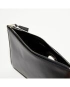 Pochette zippée à œillets en Cuir noire - 21.5 x16 cm