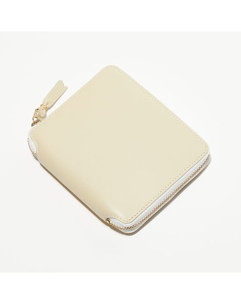 Portefeuille classique  en Cuir blanc cassé - 12.5x10.5 cm