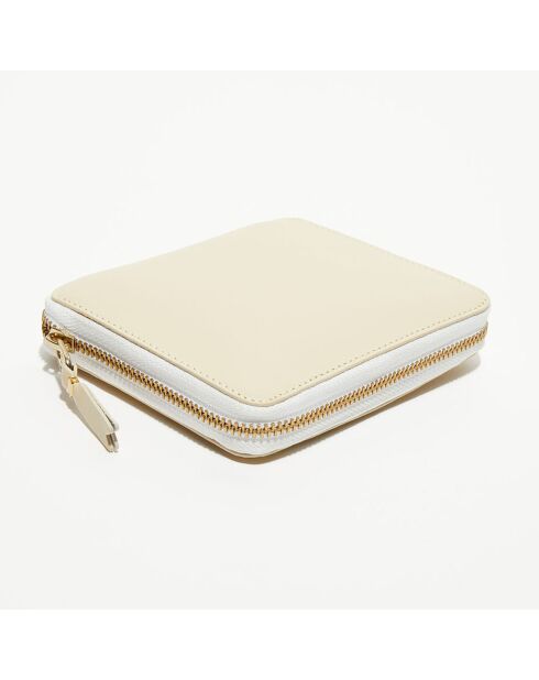 Portefeuille classique  en Cuir blanc cassé - 12.5x10.5 cm