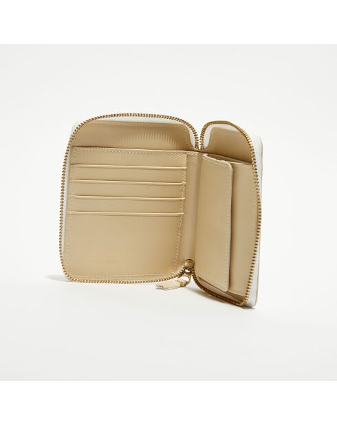 Portefeuille classique  en Cuir blanc cassé - 12.5x10.5 cm