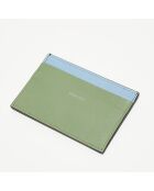 Porte-cartes en Cuir Signature Stripe noir/vert - 10x6.7 cm