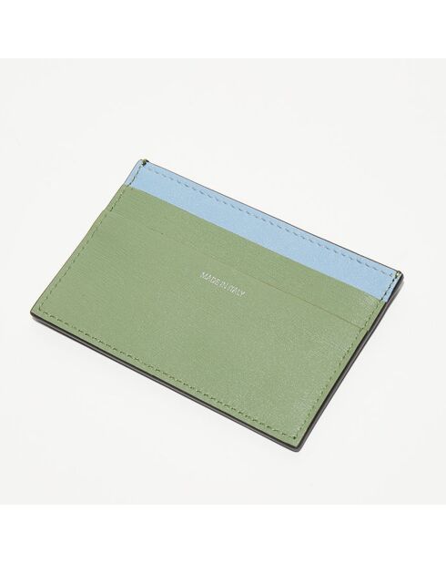 Porte-cartes en Cuir Signature Stripe noir/vert - 10x6.7 cm