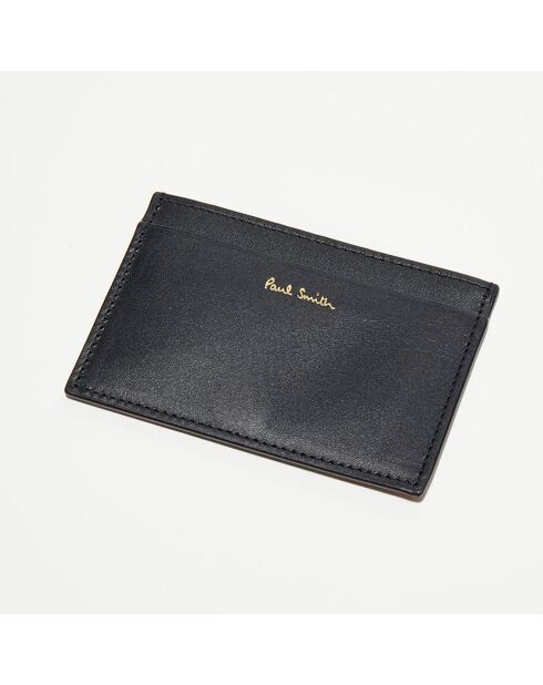 Porte-cartes en Cuir Signature Stripe noir/multicolore - 10x6.7 cm