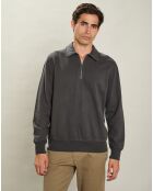 Sweat Polo à Fermeture Éclair charbon de bois