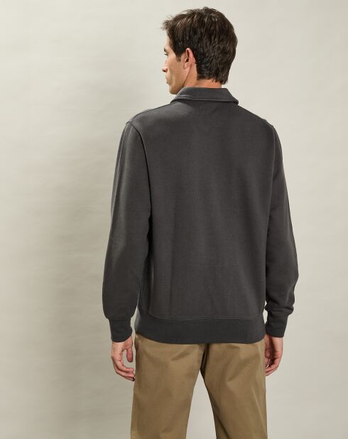 Sweat Polo à Fermeture Éclair charbon de bois
