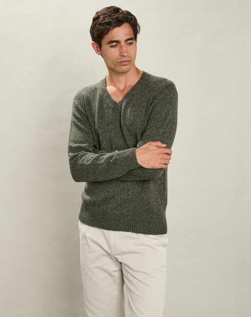 Pull V 100% Laine Sans Couture camo