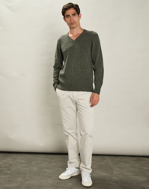 Pull V 100% Laine Sans Couture camo