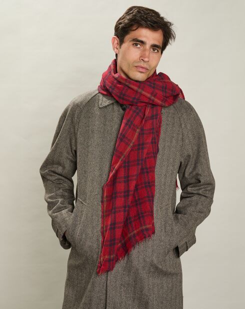 Écharpe 100% Laine à Carreaux Buffalo rouge - 200x80 cm