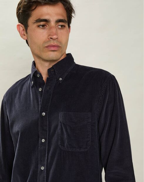 Chemise regular en Velours côtelé Pitt Pat bleu marine foncé