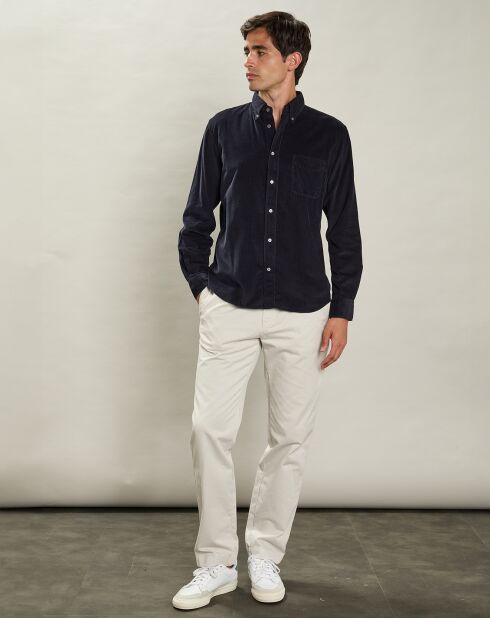Chemise regular en Velours côtelé Pitt Pat bleu marine foncé