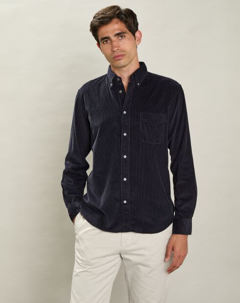 Chemise regular en Velours côtelé Pitt Pat bleu marine foncé