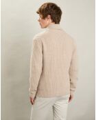 Gilet 100% Laine Châle Côtelé ecru