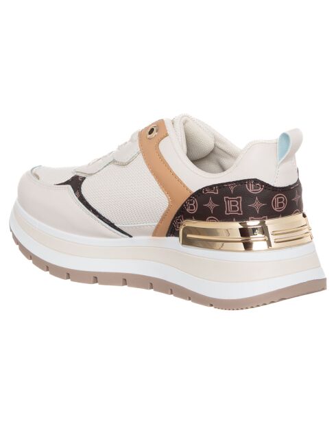 Baskets Rose ivoire/marron
