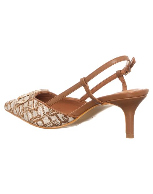 Beigefarbene Slingbacks von Aurore mit 6 cm Absatz