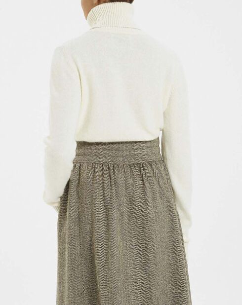 Ecru Cognac Alpaka-Pullover