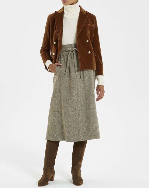 Maglione in alpaca ecru cognac