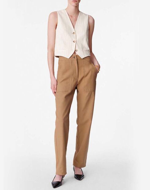 Gerade geschnittene Baumwollhose Magnus in Beige