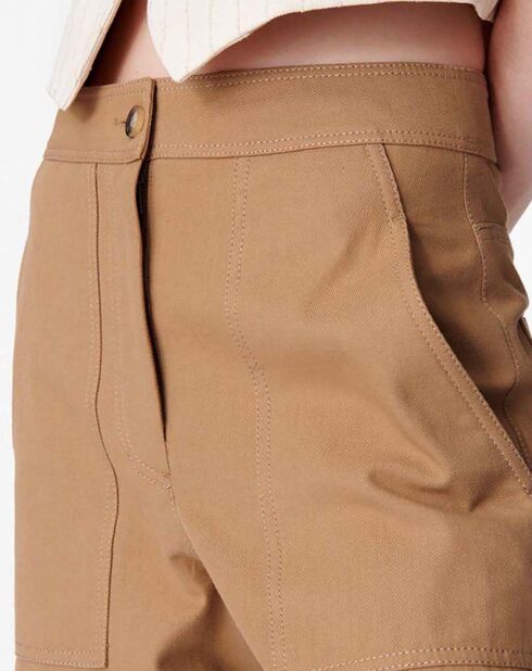 Pantaloni dritti in cotone beige Magnus