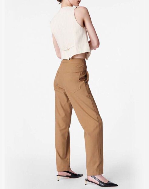 Gerade geschnittene Baumwollhose Magnus in Beige