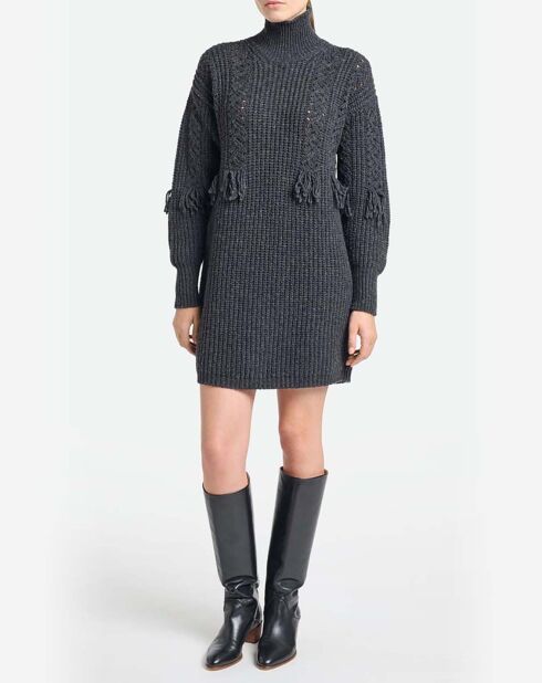Anthrazitfarbenes Kleid Verenice aus Wollmix