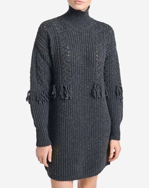 Anthrazitfarbenes Kleid Verenice aus Wollmix