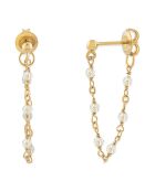 Boucles d'oreilles chaîne en Argent doré & Pierre de Lune blanche