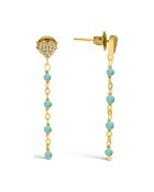 Boucles d'oreilles pendantes coeur en Argent doré & Turquoise