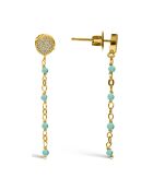Boucles d'oreilles pendantes rondes en Argent doré & Turquoise