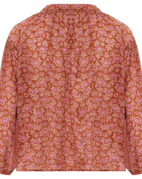 Nipoa Rotbraune Bluse mit Blumendruck