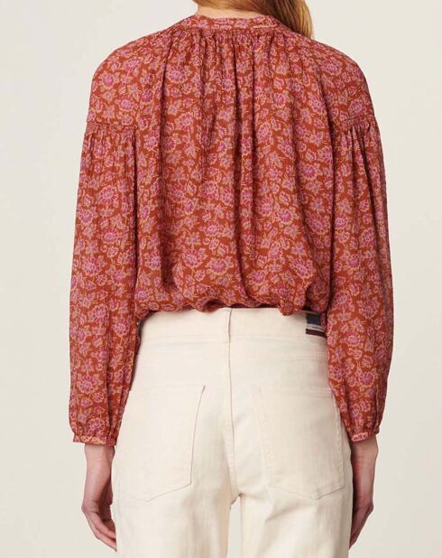 Nipoa Rotbraune Bluse mit Blumendruck