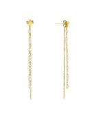 Boucles d'oreilles pendantes en Argent doré & Quartz blanc
