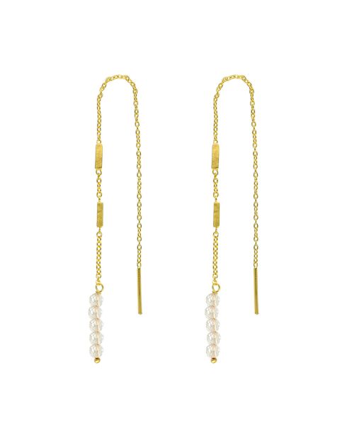 Boucles d'oreilles fil pierres naturelles blanches