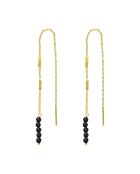 Boucles d'oreilles fil pierres naturelles Spinelle noire