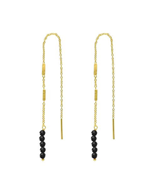 Boucles d'oreilles fil pierres naturelles Spinelle noire