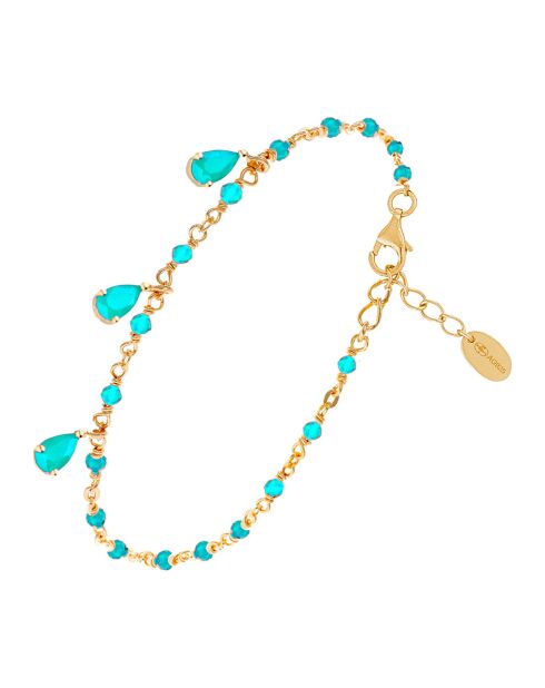 Bracelet gouttes en Argent doré & Turquoise