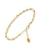 Bracelet double chaîne en Argent doré & Opale rose