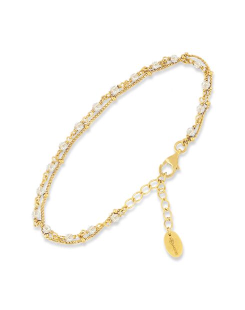 Bracelet double chaîne en Argent doré & Pierre de Lune blanche