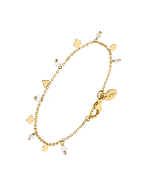 Bracelet pampilles de forme géometrique en Argent doré & Pierre de Lune blanche