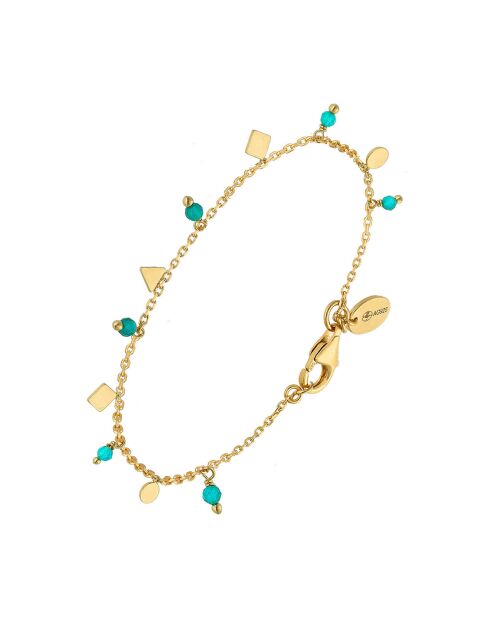 Bracelet pampilles de forme géometrique en Argent doré & Turquoise
