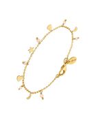 Bracelet pampilles de forme lune coeur en Argent doré & Opale rose