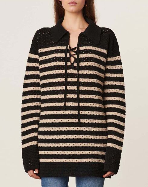Britney schwarzer Pullover aus Wollmischung