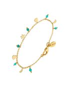 Bracelet pampilles lune coeur en Argent doré & Turquoise
