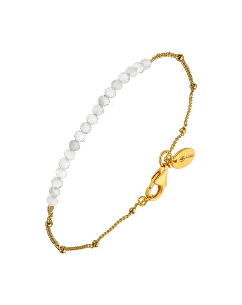 Bracelet chaîne en Argent doré & Pierre de Lune